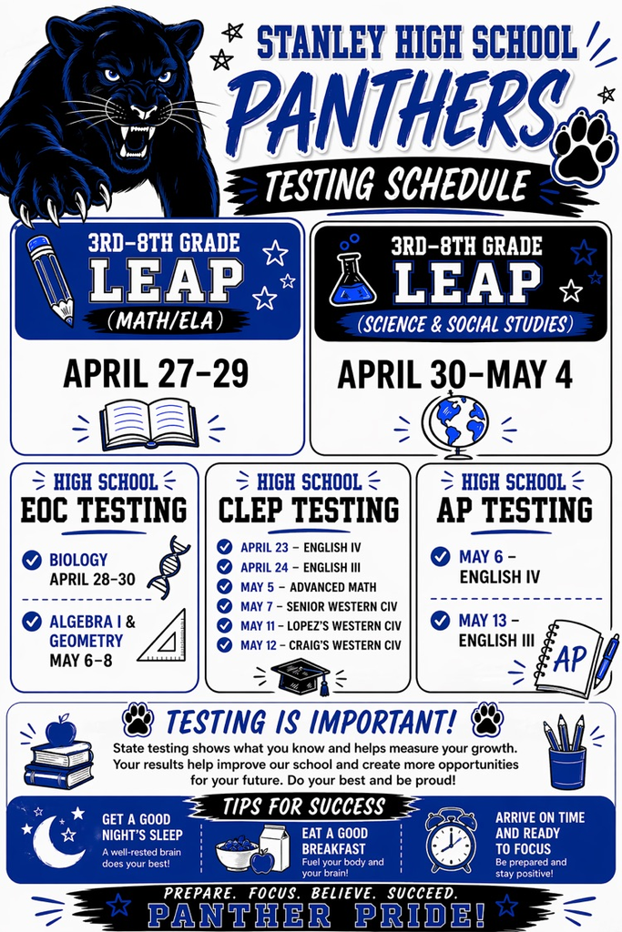 updated testing schedule 