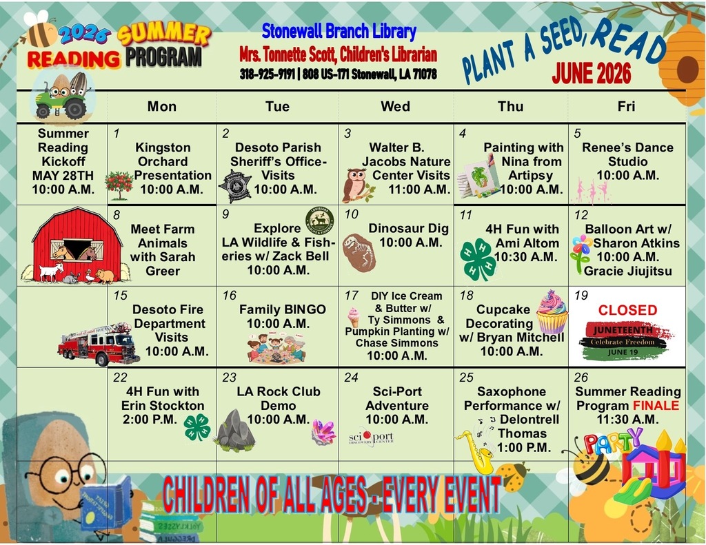 DeSoto Parish Library Summer Calendar