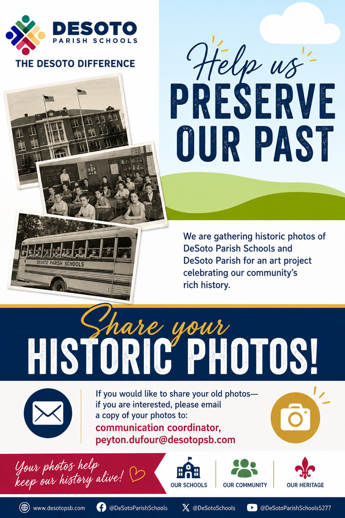 A poster with blue and green background and black and white photos. Text reads, "Help us preserve our past." Contact details provided.