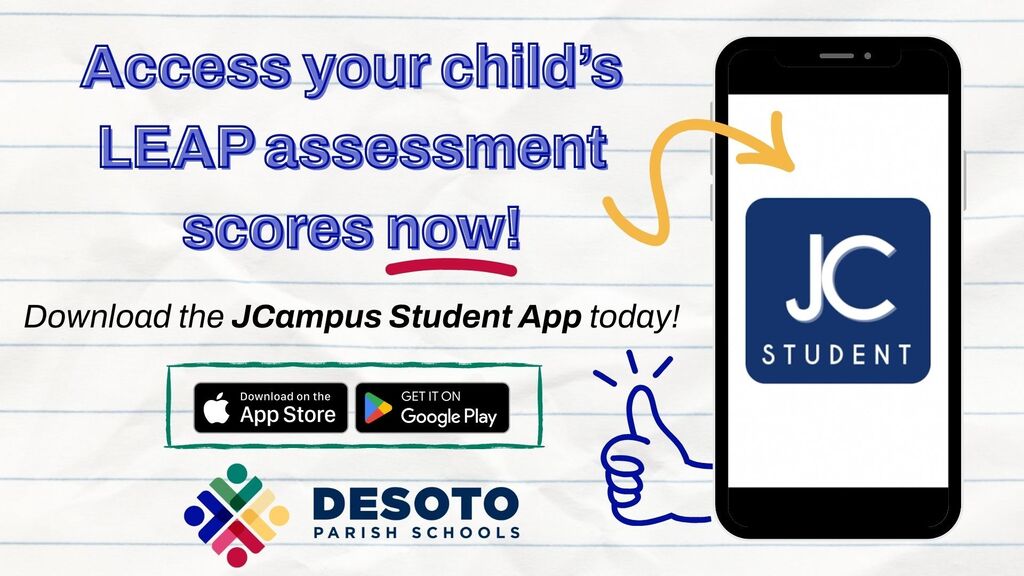 Graphic encouraging students and parents to download JCampus Student App.