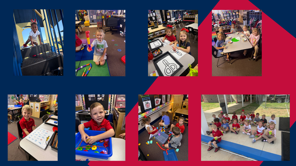 A collage of various images showing children in educational settings, engaging in activities and learning.