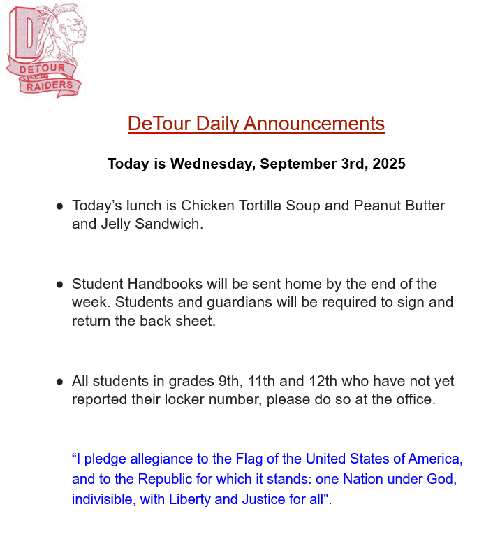 Daily Announcement 9-3-2025