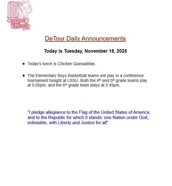 DeTour Daily Announcement 11-18-2025