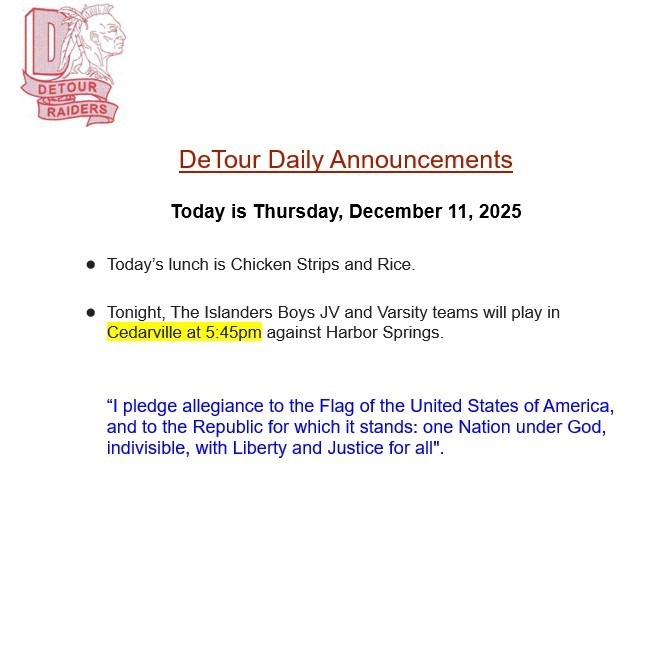 DeTour Daily Announcement 12-11-2025