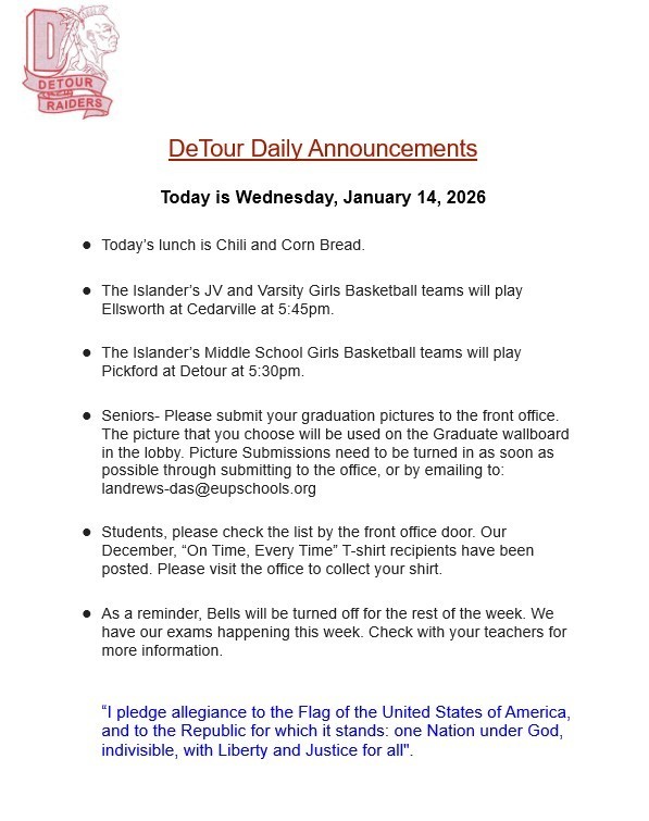 DeTour Daily Announcement 1-14-2026