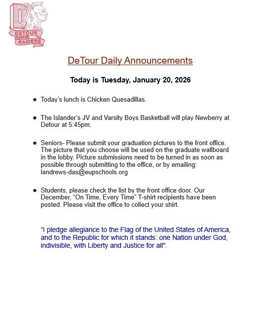 DeTour Daily Announcement 1-20-2026