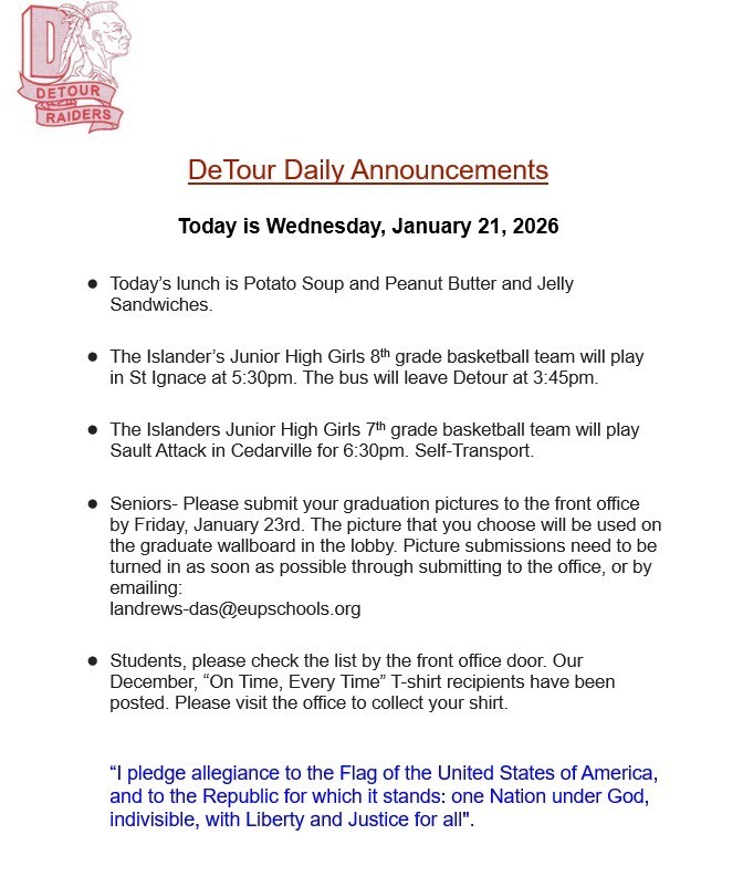 Daily Announcement 1-21-2026