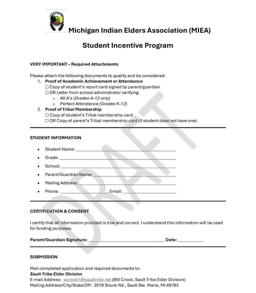 First Page of Incentive Program form.