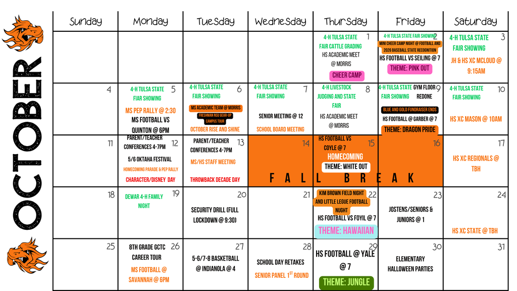 october activities