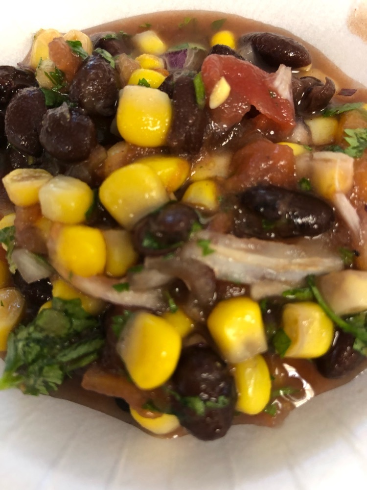 close up of black bean and corn salsa