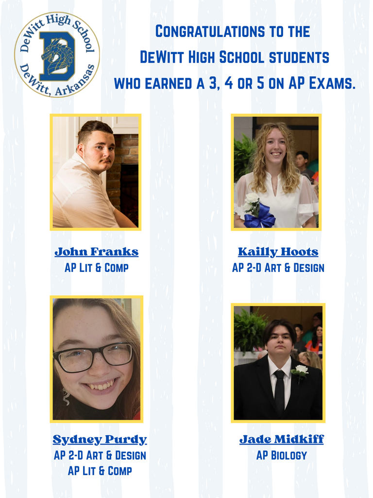 Congratulations to our DHS students who have received a 3, 4 or 5 on their AP exams!