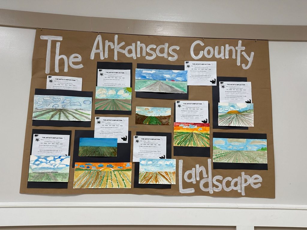 Student art display of The Arkansas Country Landscape