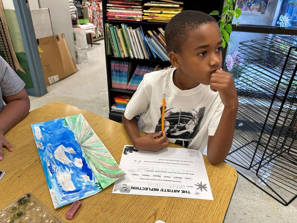 Student drawing a landscape