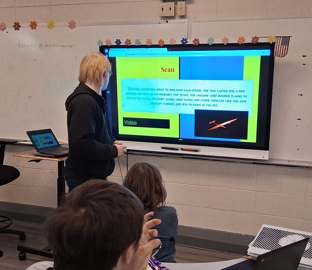Mrs. Snyder's classes have been working hard. Students complied information about different wars. This was connected to a poem the students had read called " The End and the Beginning."