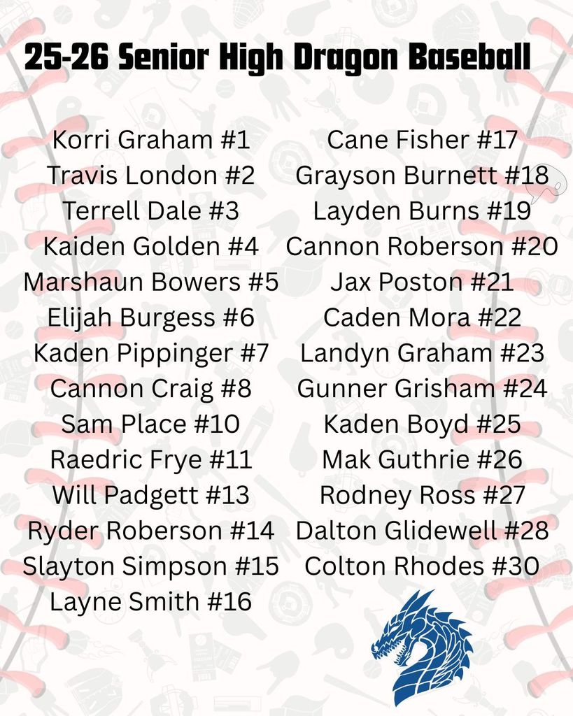 Congratulations to the 2025-2026 DHS Baseball team!