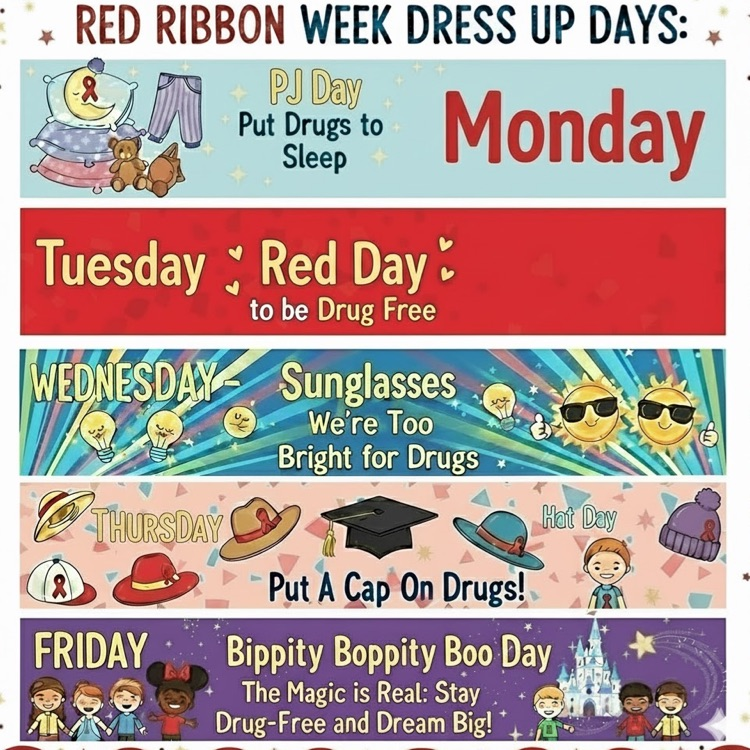 Dress up days for next week’s Red Ribbon week