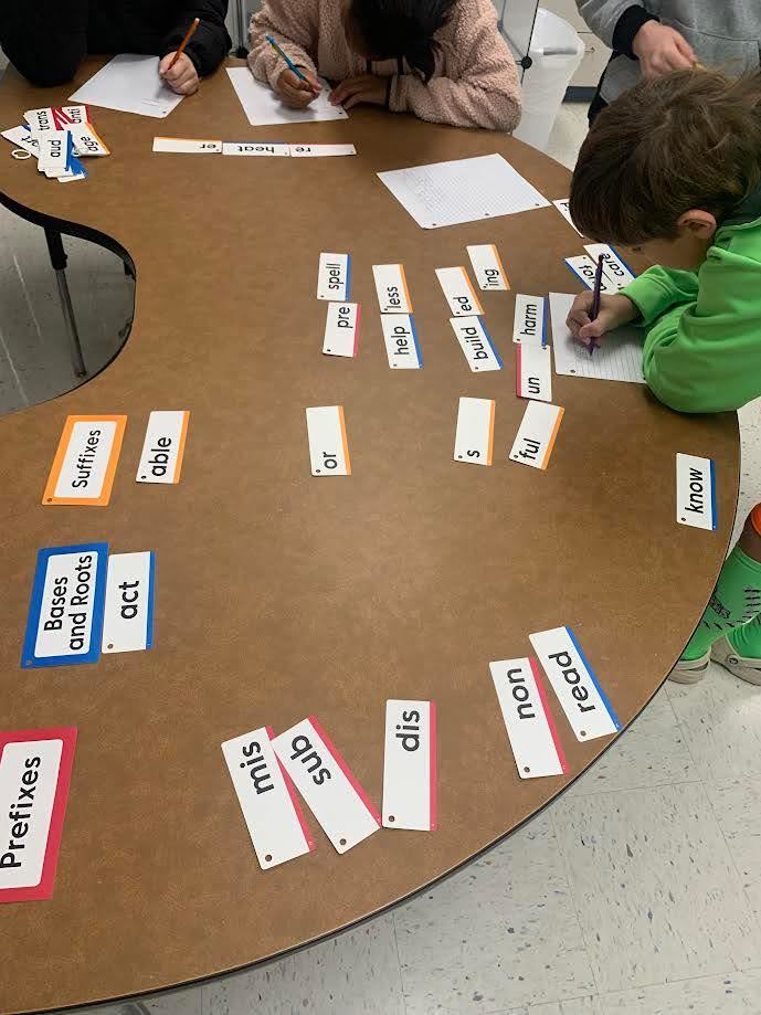 Students learning parts of a word