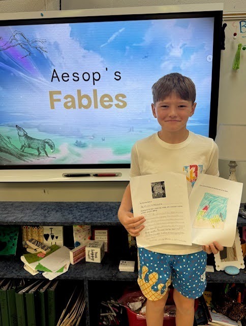 student with fable illustration