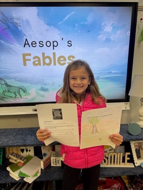 student with fable illustration