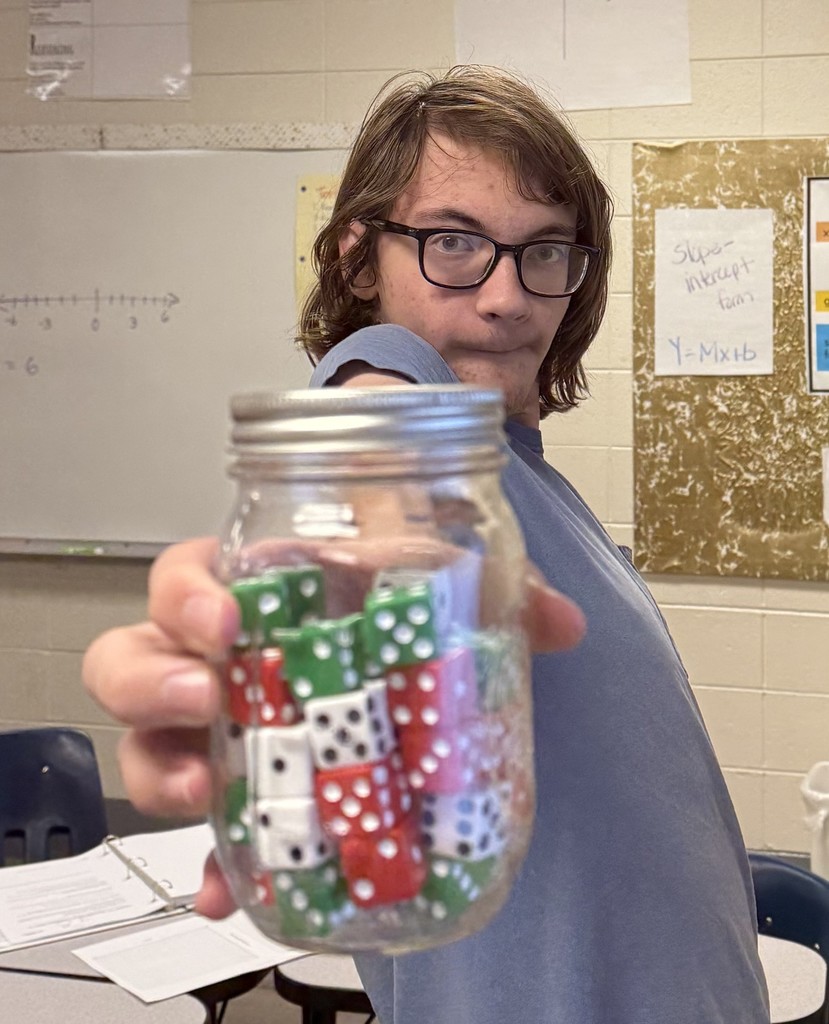 Who says algebra has to be no fun!?? We’ve been learning about different kinds of functions and today we learned about Absolutely Value Functions. Student had to guess the number of die (isn’t that the plural of dice), find the absolute guessing error and then graph the function.  Remarkably, no one asked if they could have the dice to shoot them later. 😂