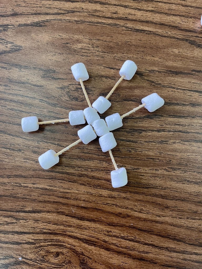 Marshmallow and toothpick snowflake