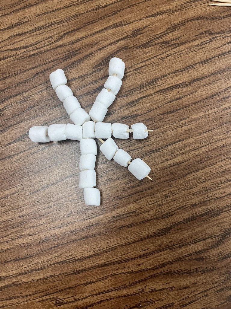 Marshmallow and toothpick snowflake