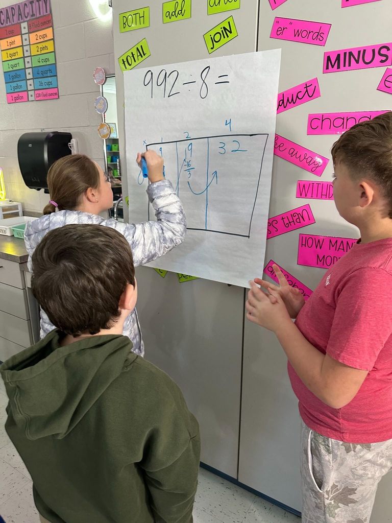 Students working math equations