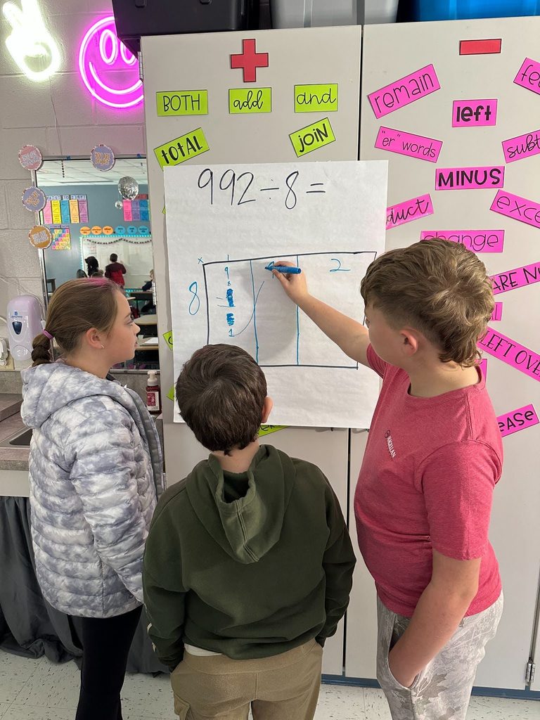 Students working math equations