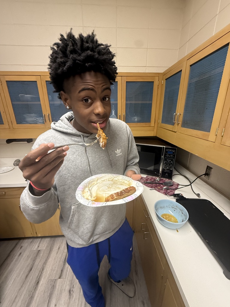 In Coach B’s Food & Nutrition class, students explored the topic of fruits and vegetables and the many different ways they can be used in everyday meals. As part of a class group project, students prepared homemade salsa using fresh ingredients, learning valuable skills in food preparation, teamwork, and kitchen safety. First and third period classes also made French toast topped with whipped cream and fresh strawberries, discovering how fruits can enhance both the flavor and nutritional value of a dish. This was a wonderful hands-on experience that allowed students to apply what they learned in class while building confidence in the kitchen. Experiences like these help students develop practical life skills and a deeper understanding of healthy food choices.