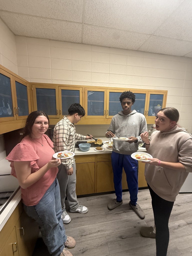 In Coach B’s Food & Nutrition class, students explored the topic of fruits and vegetables and the many different ways they can be used in everyday meals. As part of a class group project, students prepared homemade salsa using fresh ingredients, learning valuable skills in food preparation, teamwork, and kitchen safety. First and third period classes also made French toast topped with whipped cream and fresh strawberries, discovering how fruits can enhance both the flavor and nutritional value of a dish. This was a wonderful hands-on experience that allowed students to apply what they learned in class while building confidence in the kitchen. Experiences like these help students develop practical life skills and a deeper understanding of healthy food choices.