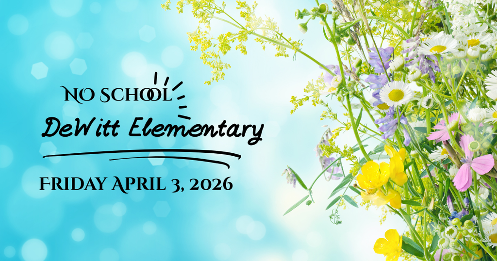 No School graphic - on blue background with wildflowers on the right side of the picture