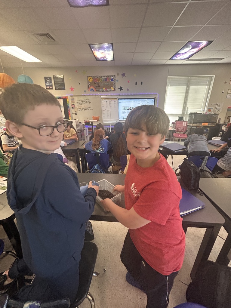 5th Grade Scientists creating terrariums 