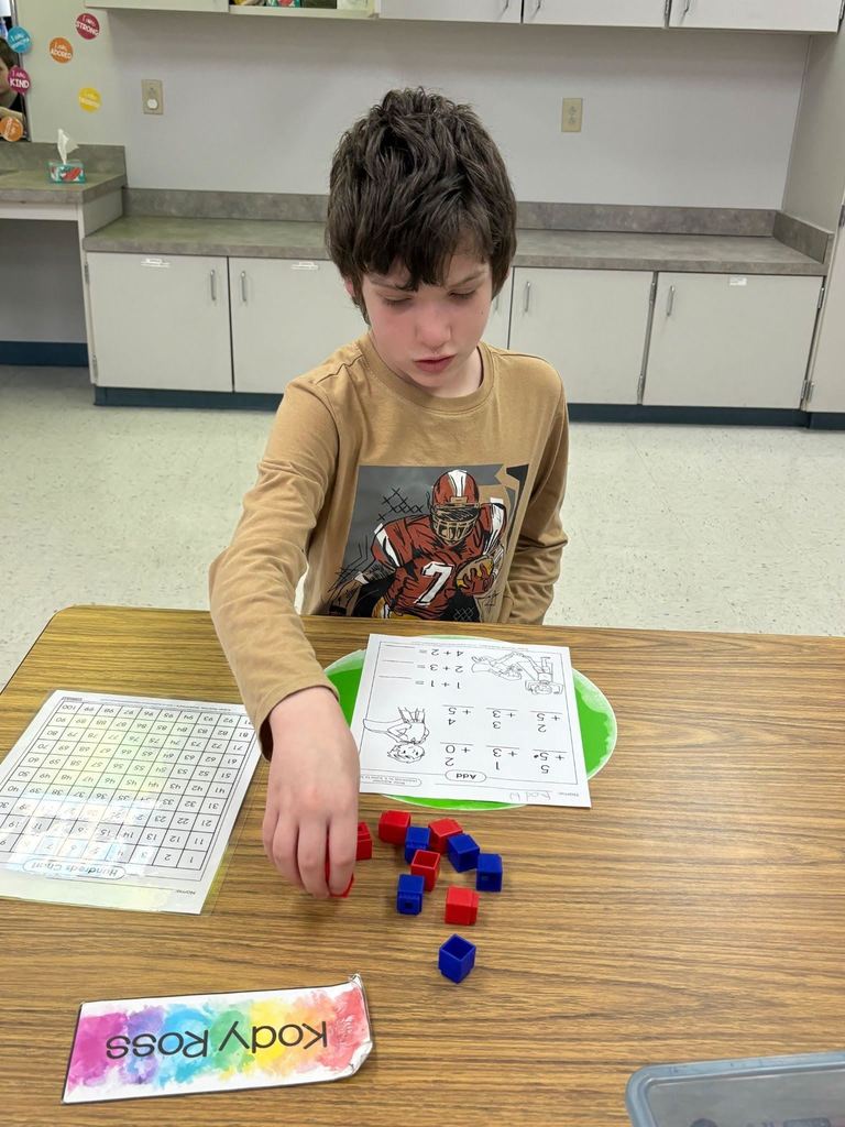 student working with a math collection