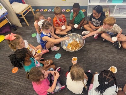 Ms Leslies class making a kindness salad