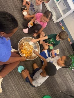 Ms Leslies class making a kindness salad