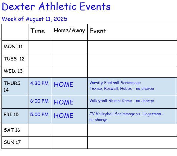 WEEKLY EVENTS