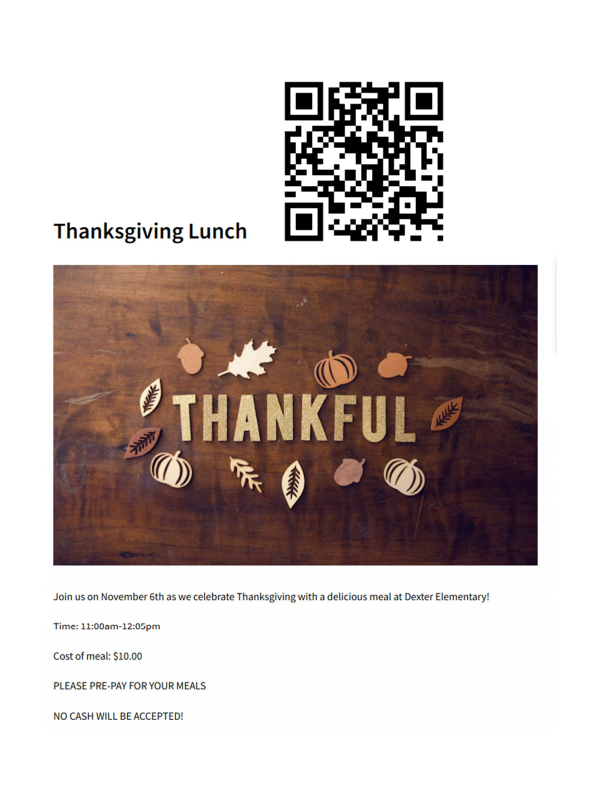 Thanksgiving Lunch Information and QR Code