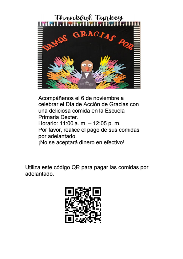 Thanksgiving Lunch Information and QR Code