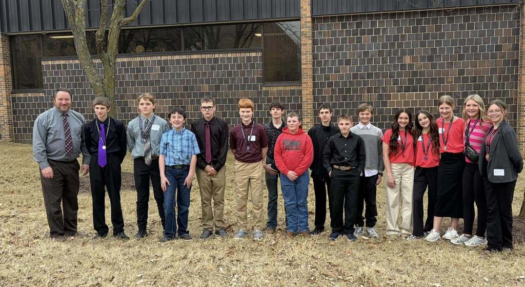 Mr. Johnson and the 7th and 8th Grade Social Studies Class (L to R): Mr. Johnson, Ty Werner, Jacob Malone, Levi Whittington, Preston Shiflett, Jackson Gunsolley, Colton Hubbard, Hayes Drake, Hunter Head, Wade Malone, Henry Huber, Kaydyn Bolinger, Zoey Grandfield, Elizabeth Gunsolley, Maci O’Kelley, Kaydence Mason