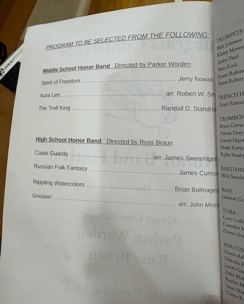 Music selection from concert