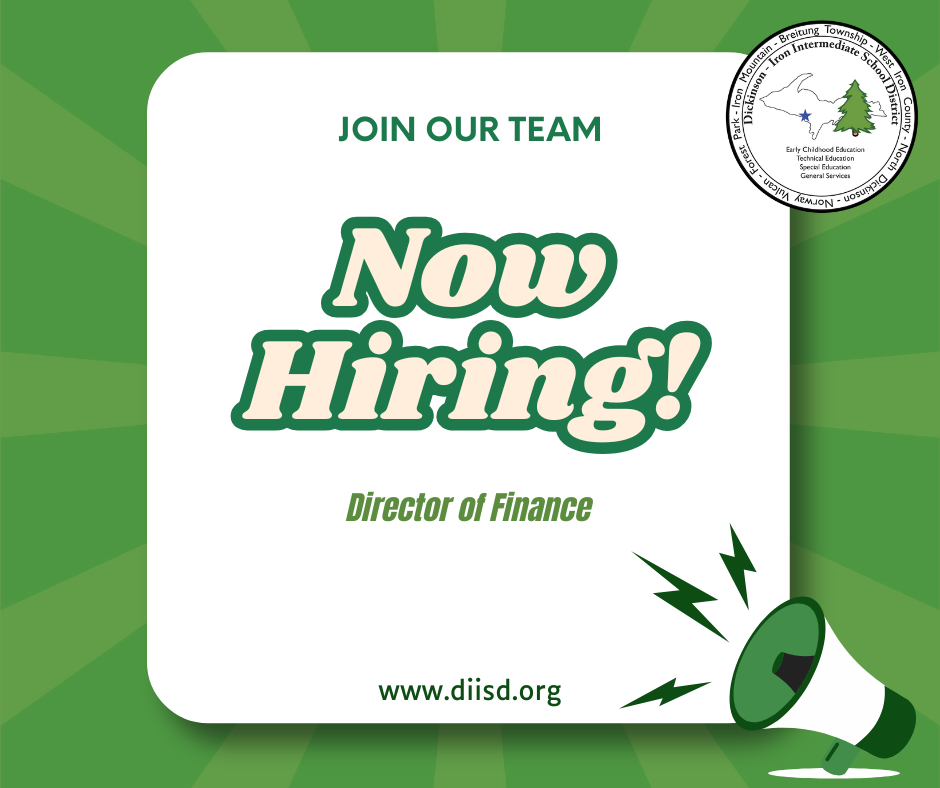 Now Hiring Graphic for the open position of Director of Finance.