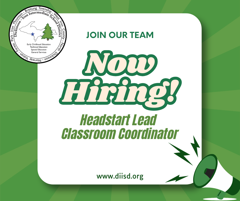 Now hiring graphic for the headstart lead classroom coordinator position.