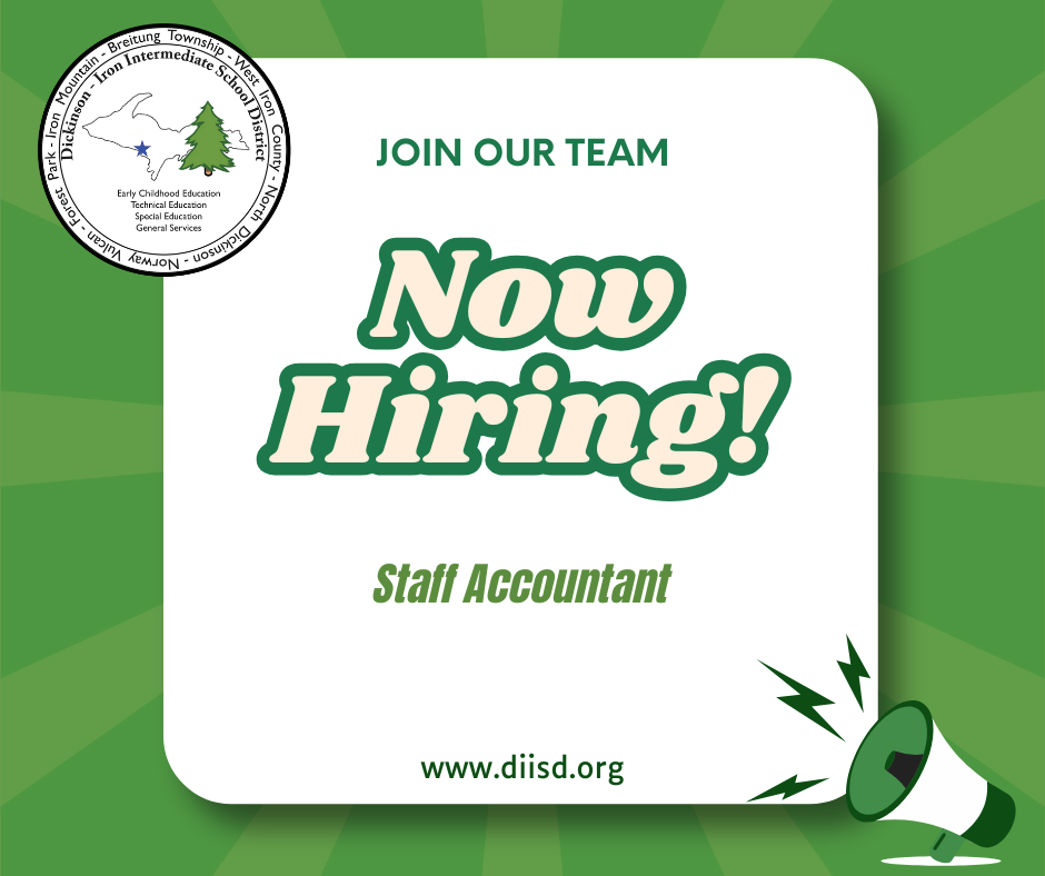 Now hiring graphic for the open staff accountant position.