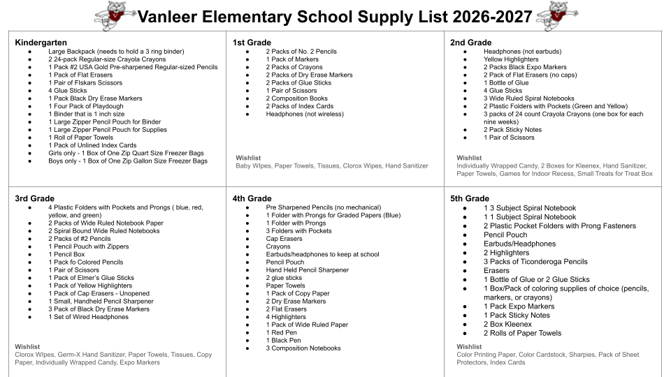 26-27 Supply List