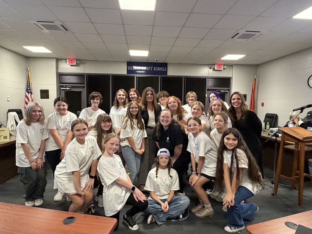 DMS Theater Club with Teacher Emily Murphy, Director of Secondary Misty Marvin, and Director of School Christy Southerland