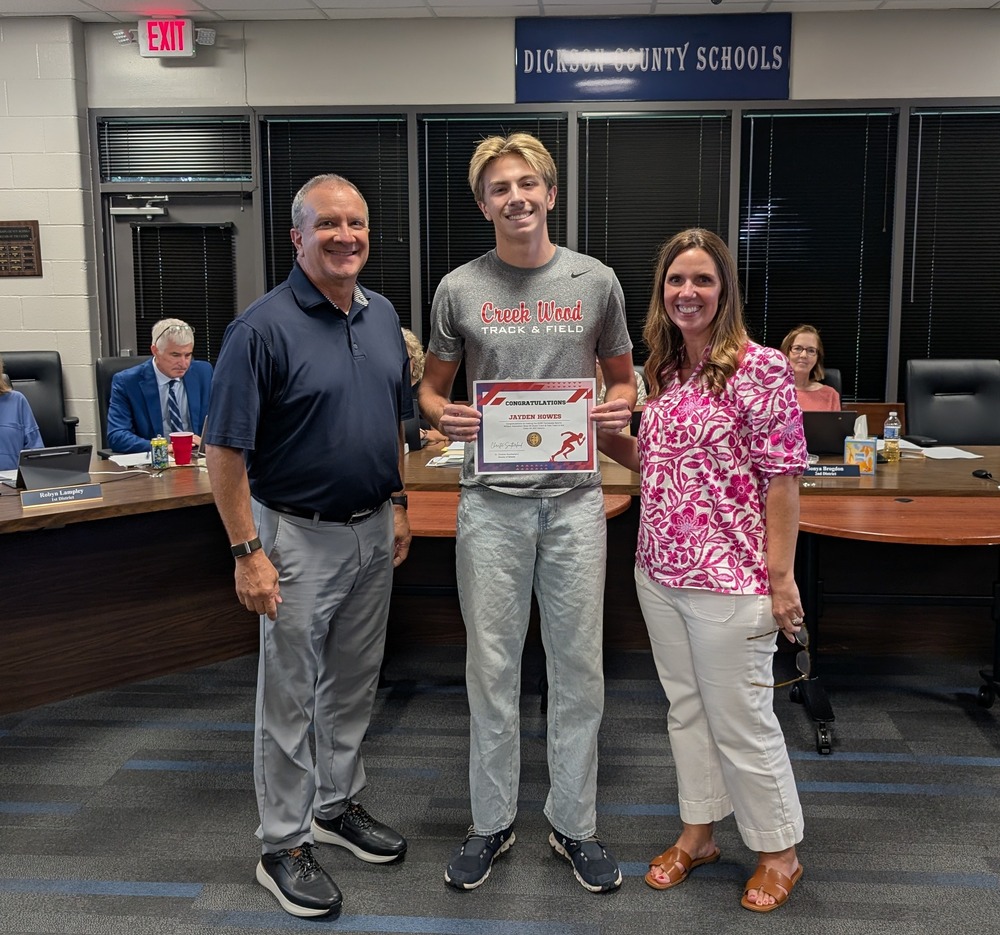 Jayden Howes being recognized for his accomplishment with Mr Joey  Hall and Dr. Misty Marvin