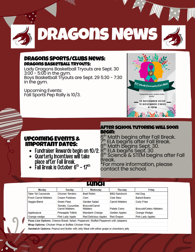 Dragons News 9/29 - 10/3