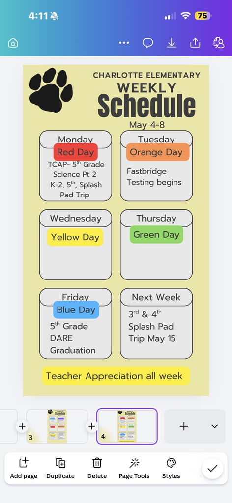 weekly schedule 