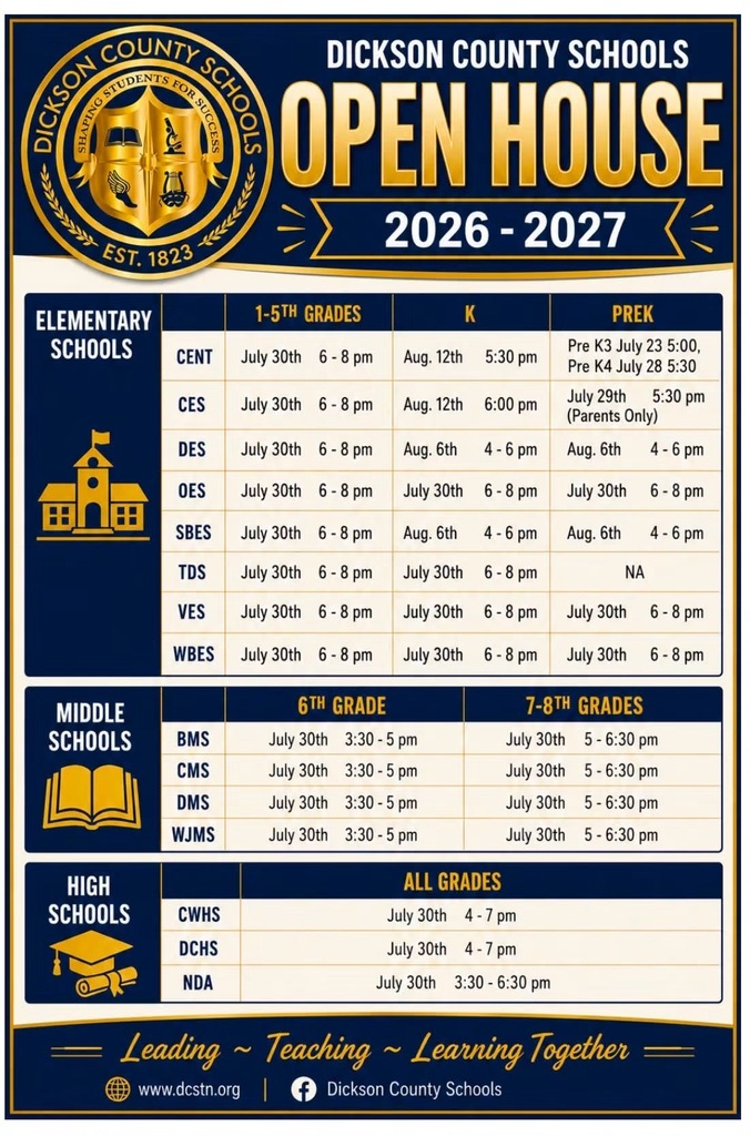 DCSTN Open House Schedule