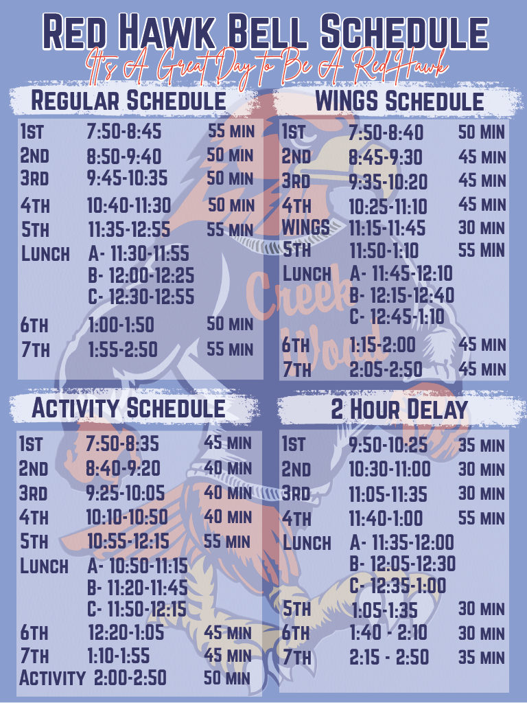 26 27 Updated Bell Schedule for CWHS